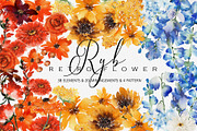 Watercolor flower - Retro flower RYB, an Illustration by Beigetime (Thumbnail 1 of 10)