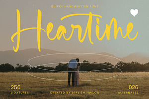 Heartime Quirky Handwritten Font, a Serif Font by stylishtype.co