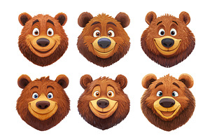 Cartoon bear heads. Cute grizzly, an Animal Illustration by Stock-Smart-Start