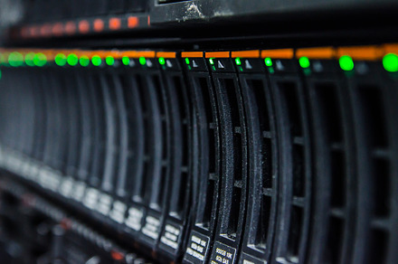 Server rack stock photo containing server and data