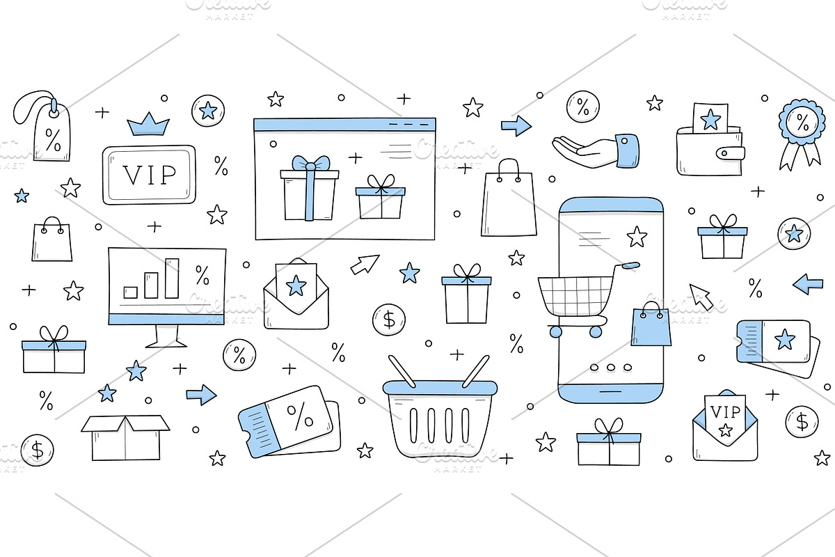 Loyalty program rewards doodle, an Illustration by art PVP - market