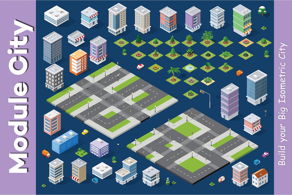 A set of isometric houses, an Illustration by AlexZeL (Photo 1 of 5)