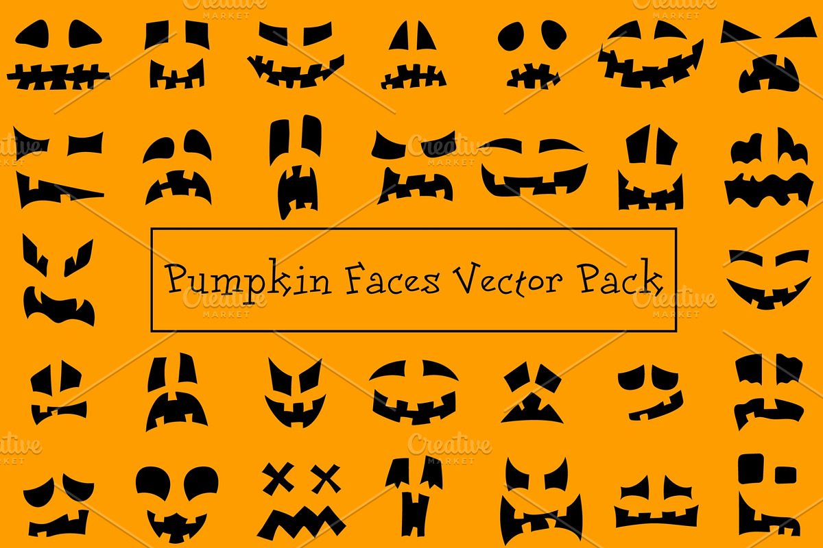 Halloween Pumpkin faces set, an Illustration by CreativeJourney (Photo 1 of 4)