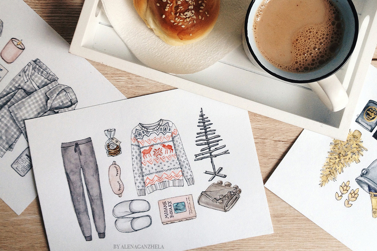 Holidays vibes - Christmas set, a Seasonal Illustration by alenaganzhela (Photo 2 of 8)