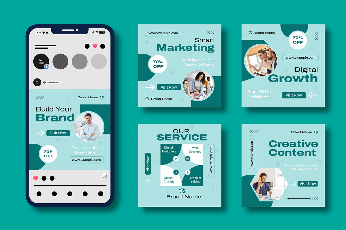 Digital Marketing Social Media Post, a Social Media Template by MightyDesign (Photo 2 of 8)
