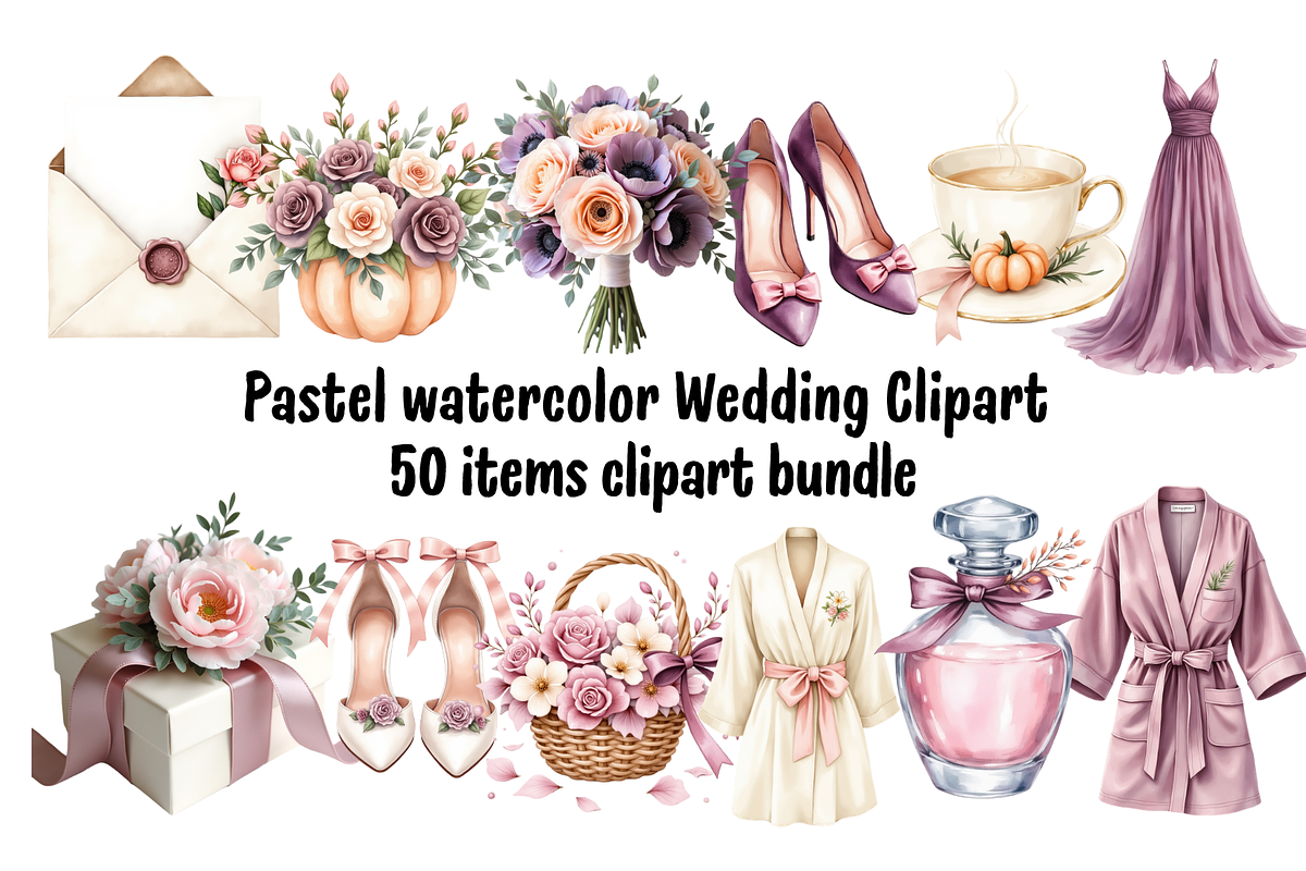 Autumn Pastel Wedding Clipart Bundle, a Decorative Illustration by Anca Digital Vibe (Photo 1 of 6)