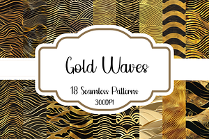 Gold Waves Seamless Patterns, a Pattern Graphic by PrintablesByFranklyn
