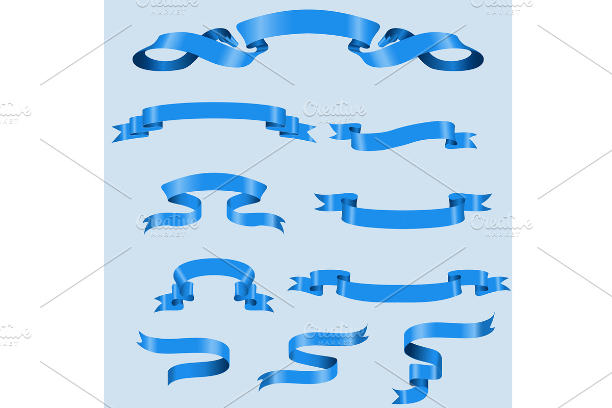 Realistic blue Glossy ribbons., an Object Illustration by piter.goskov