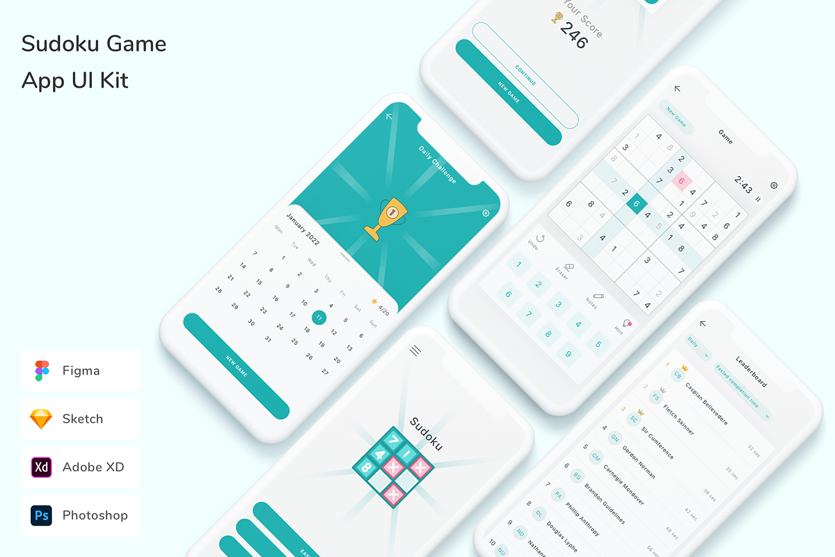 Sudoku Game App UI Kit, an UI Kit Template by Betush