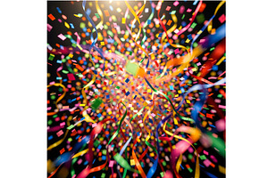 Confetti and Streamers Party Pop, an Object Illustration by Sharon Schwalbe