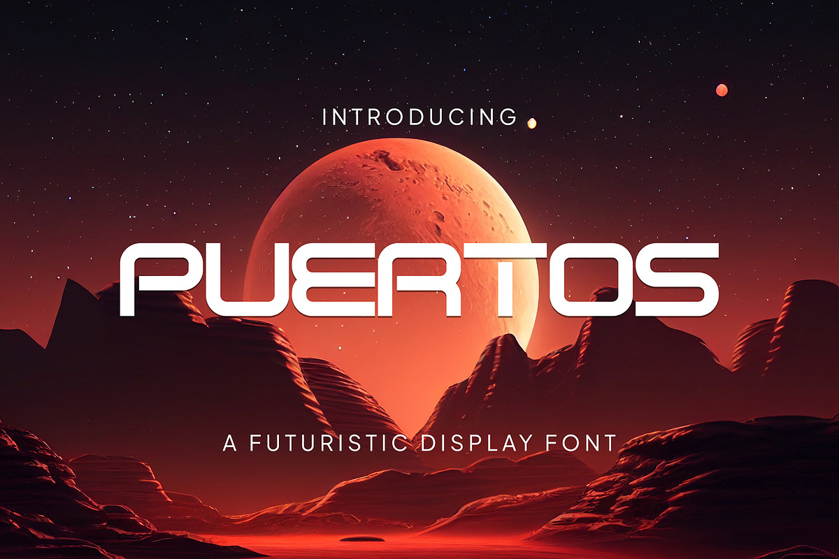 Puertos - Geometric Futuristic Font, a Sans Serif Font by fluffstudio (Photo 1 of 10)