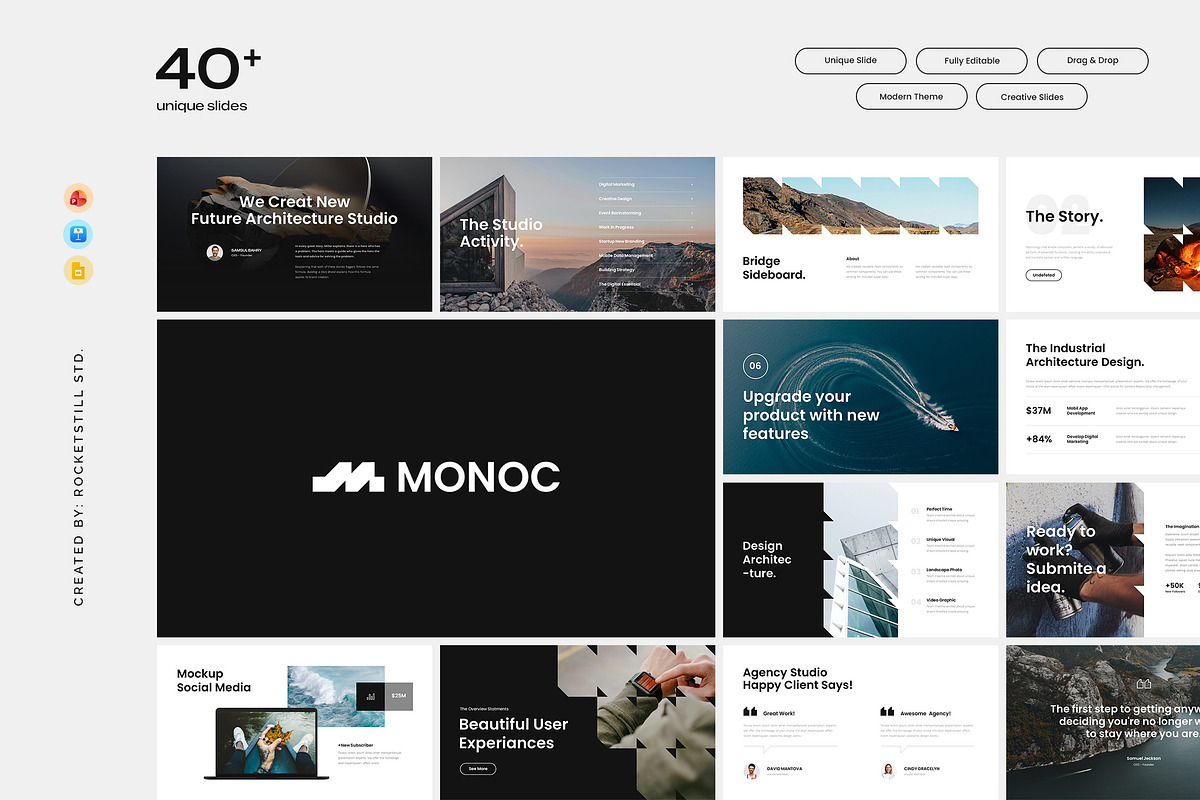 Monoc Presentation Template Design, a Presentation Template by Rocketstill (Photo 1 of 5)