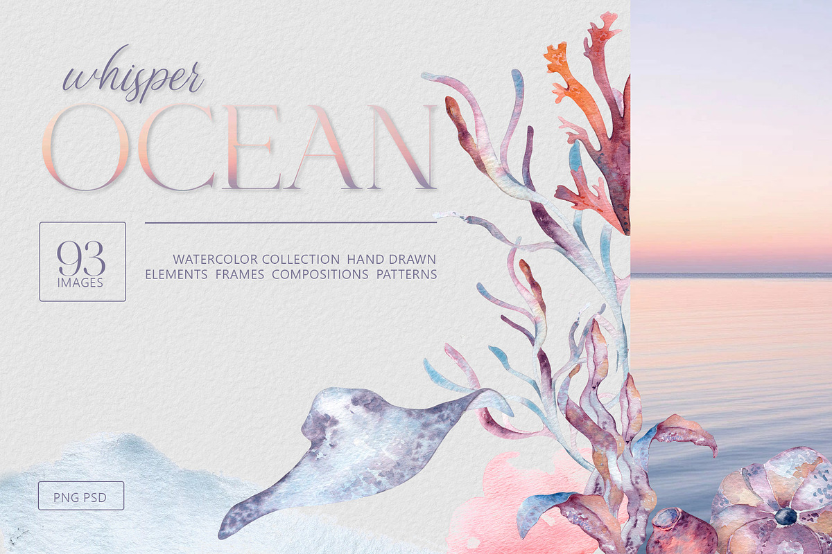 Ocean plants watercolor animals set, an Illustration by Kate Lanbina (Photo 1 of 19)