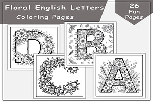 Floral English Alphabet Coloring, an Education Illustration by Lamia Emad
