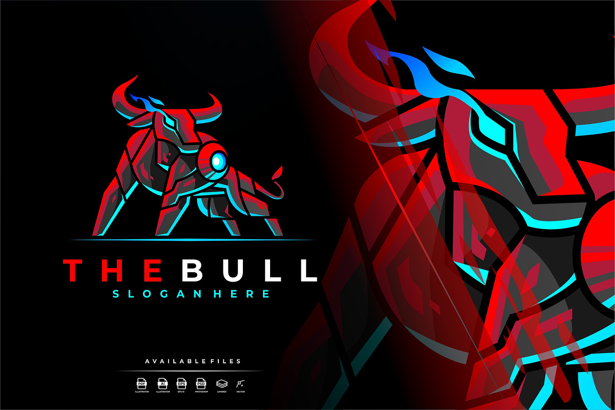 Unique Robotic Bull Mascot Logo, a Branding & Logo Template by Rupture