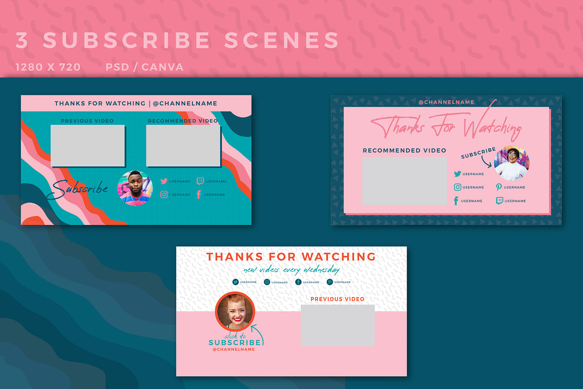 Youtube: Colorful Retro Branding Kit, a Social Media Template by Liseno Designs (Photo 5 of 7)