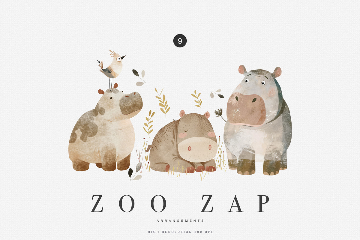 watercolor zoo animal clipart bundle, an Animal Illustration by Pink Studio Art (Photo 3 of 9)