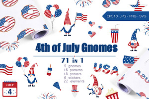 4th of July. Patriotic USA Gnomes
