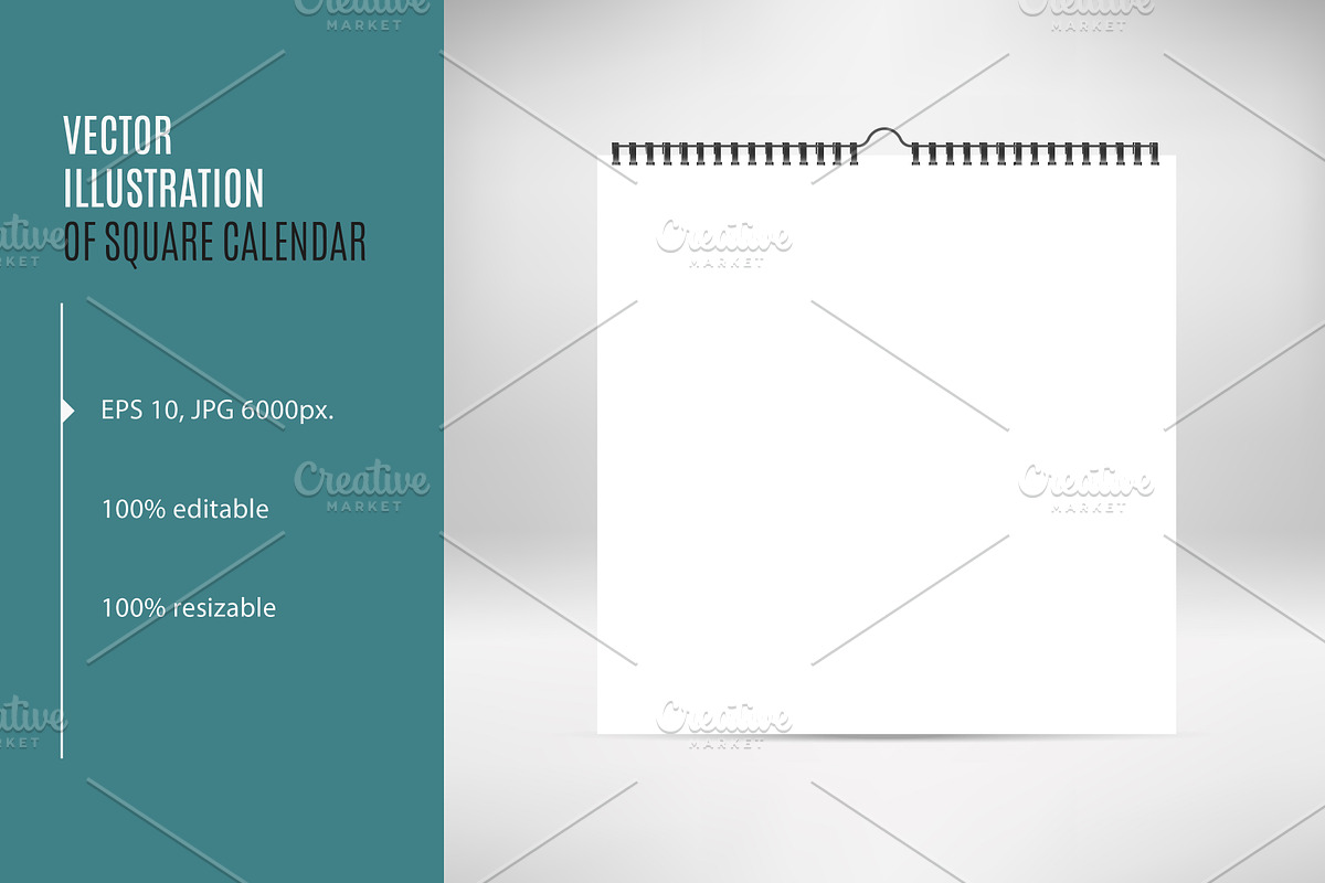 Square calendar mock up. EPS+JPG, a Print Template by Cheremuha