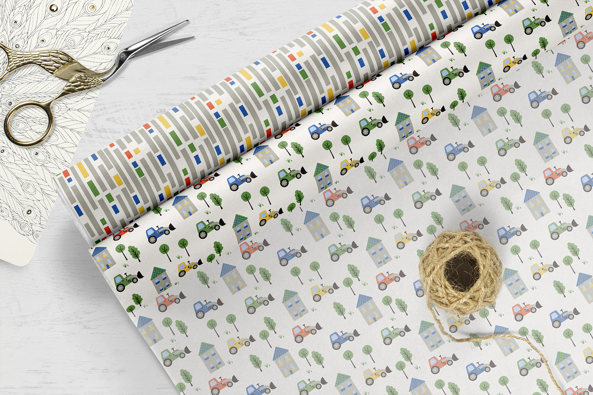 Kids Tractor Seamless Pattern Set, a Pattern Graphic by Oksana Dovhopol Art (Photo 10 of 11)