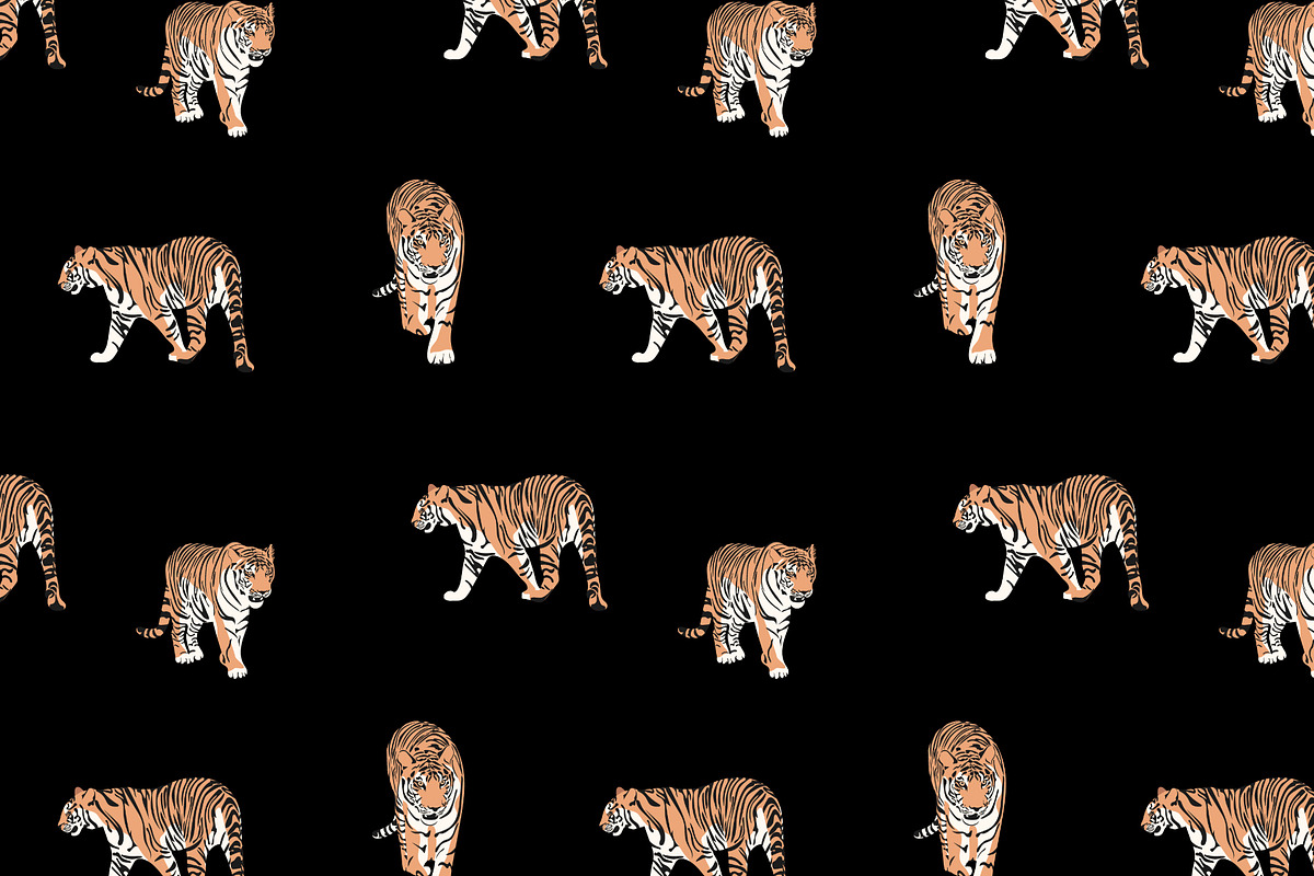 Tigers. Black pattern, a Pattern Graphic by JuliaBadeeva