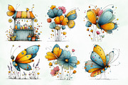 Whimsical Summer Butterfly Clipart, an Animal Illustration by Creative Art (Thumbnail 6 of 8)