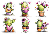 Whimsical Cactus Valentine's Day, an Illustration by Pixels.Craft (Thumbnail 4 of 5)