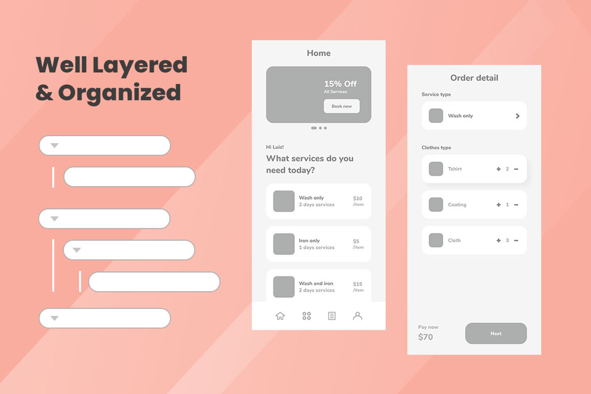 Laundry Service Wireframe Apps, a Websites & App Template by INSPR STD (Photo 8 of 11)