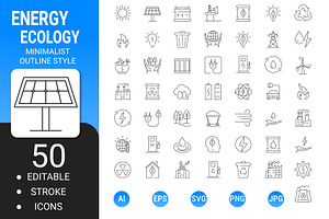 Energy and ecology outline icon set, an Outline Icon by Icons