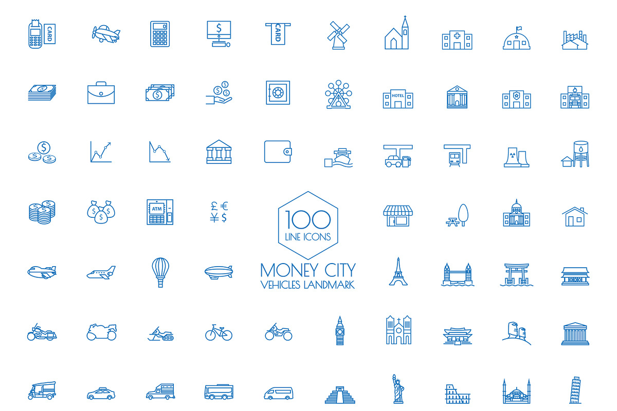 100 icons Business Travel landmark