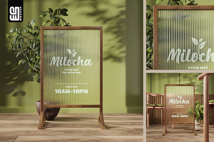 Frosted Glass Sign Board Mockup