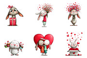 Whimsical Valentine Bunny Clipart, an Illustration by CreationArt (Thumbnail 3 of 5)