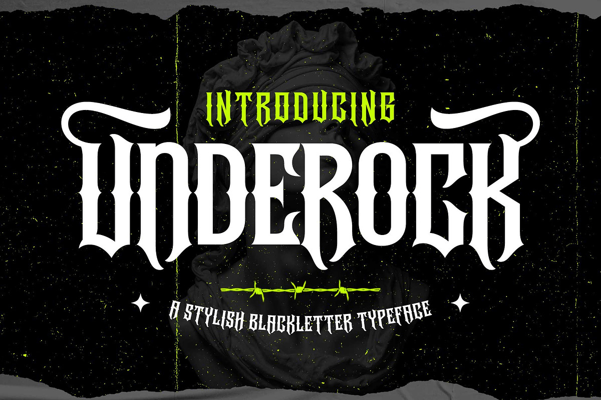 Underock - Blackletter Style, a Blackletter Font by Arterfak Project (Photo 1 of 11)