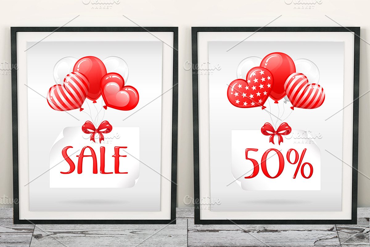 SET / 5 / SALE with Red balloons, an Invitation Template by Nadin_Lebedeva (Photo 5 of 5)