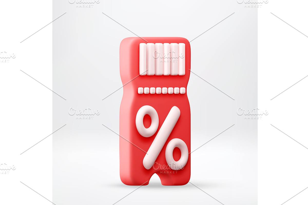 Red 3d coupon icon with percent, an Object Illustration by Abscent