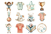 Watercolor Kids Cute Soccer Clipart, a Seasonal Illustration by Design Market (Thumbnail 2 of 8)