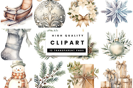 Muted Christmas Holiday Clipart