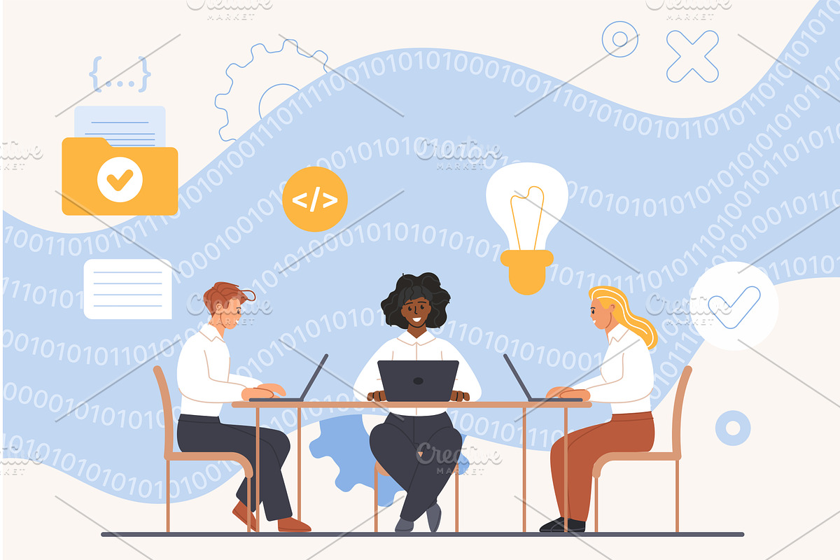 Hackathon marathon collaboration, a Person Illustration by Lemberg Vector
