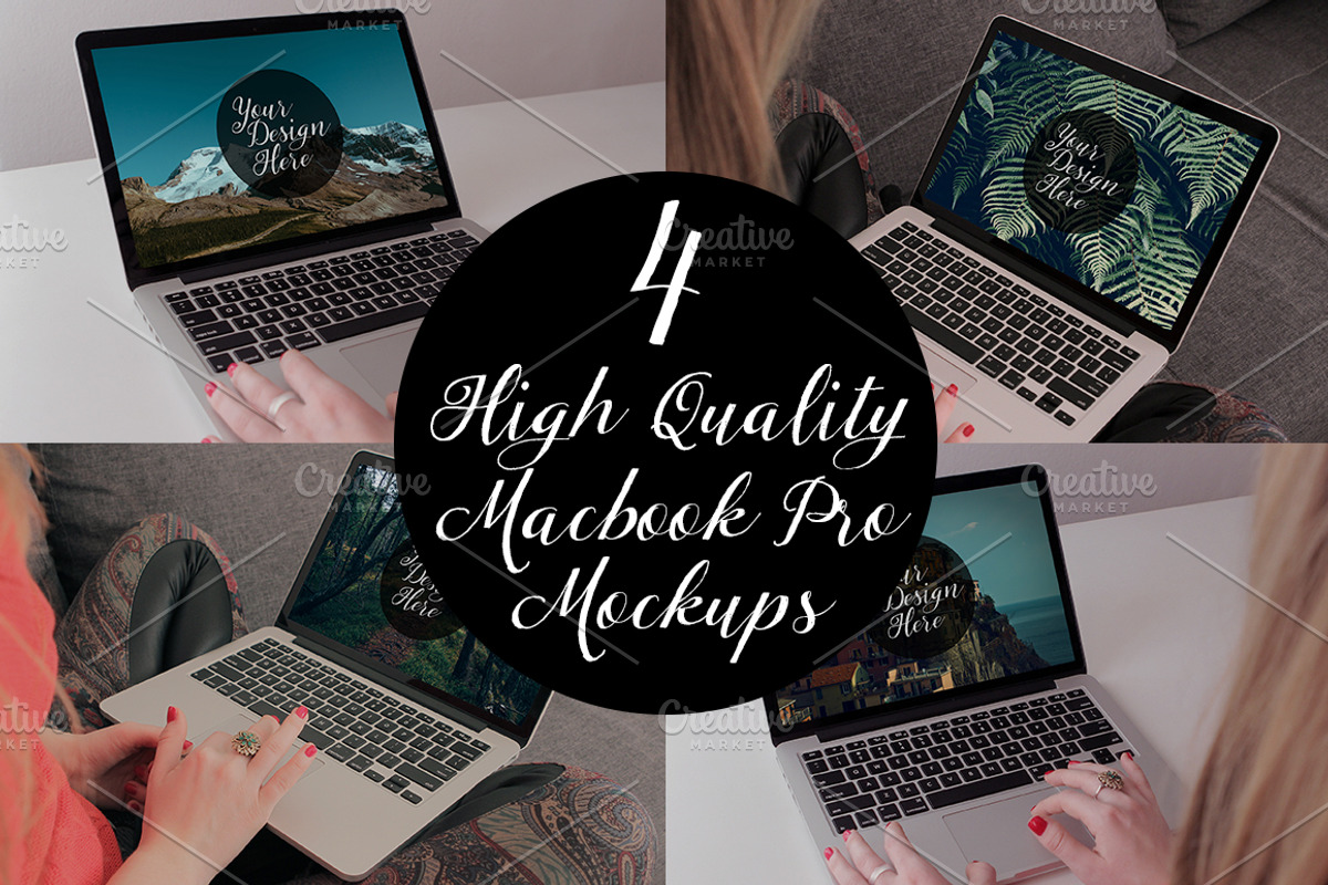 4 High Quality Macbook Pro Mockups, a Mac Mockup by DesignLux (Photo 1 of 5)