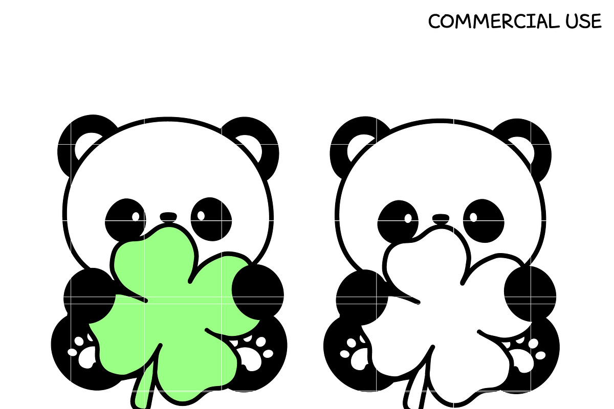 Cute Lucky Panda with Clover SVG, an Illustration by TheHitShop (Photo 1 of 6)