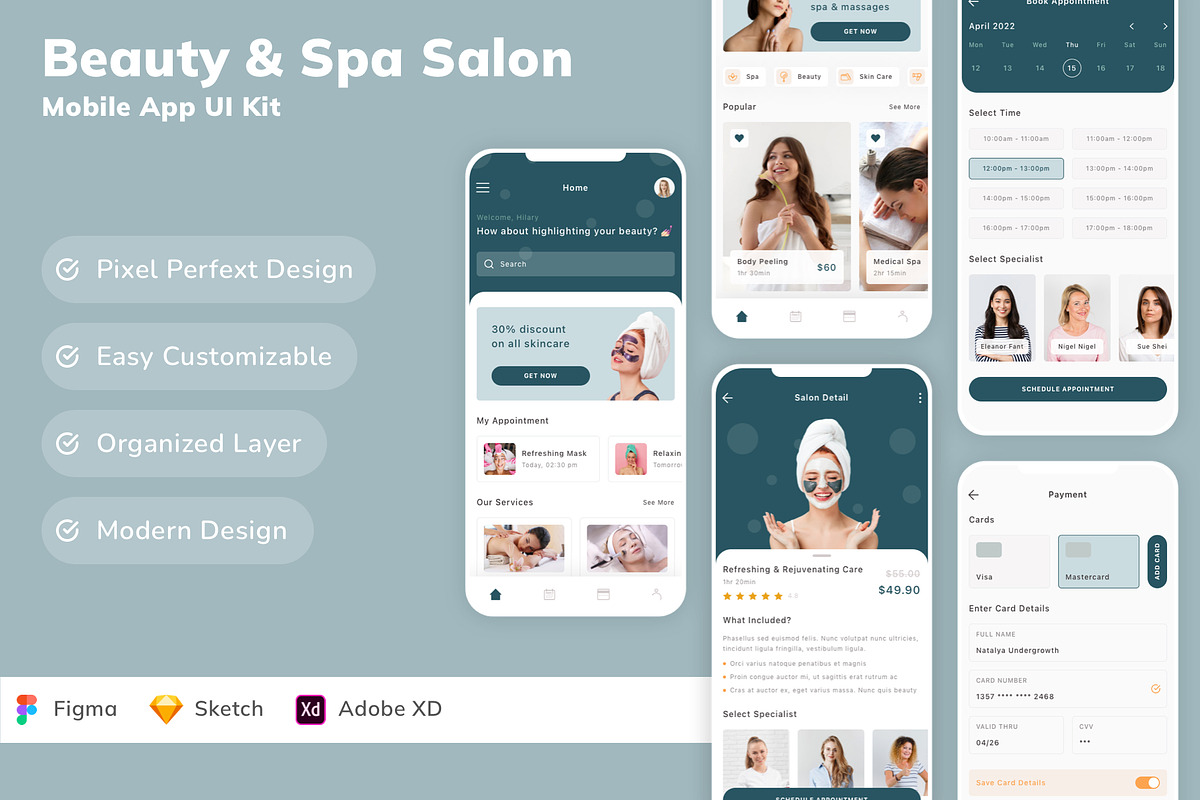 Beauty & Spa Salon Mobile App UI Kit, an UI Kit Template by Betush