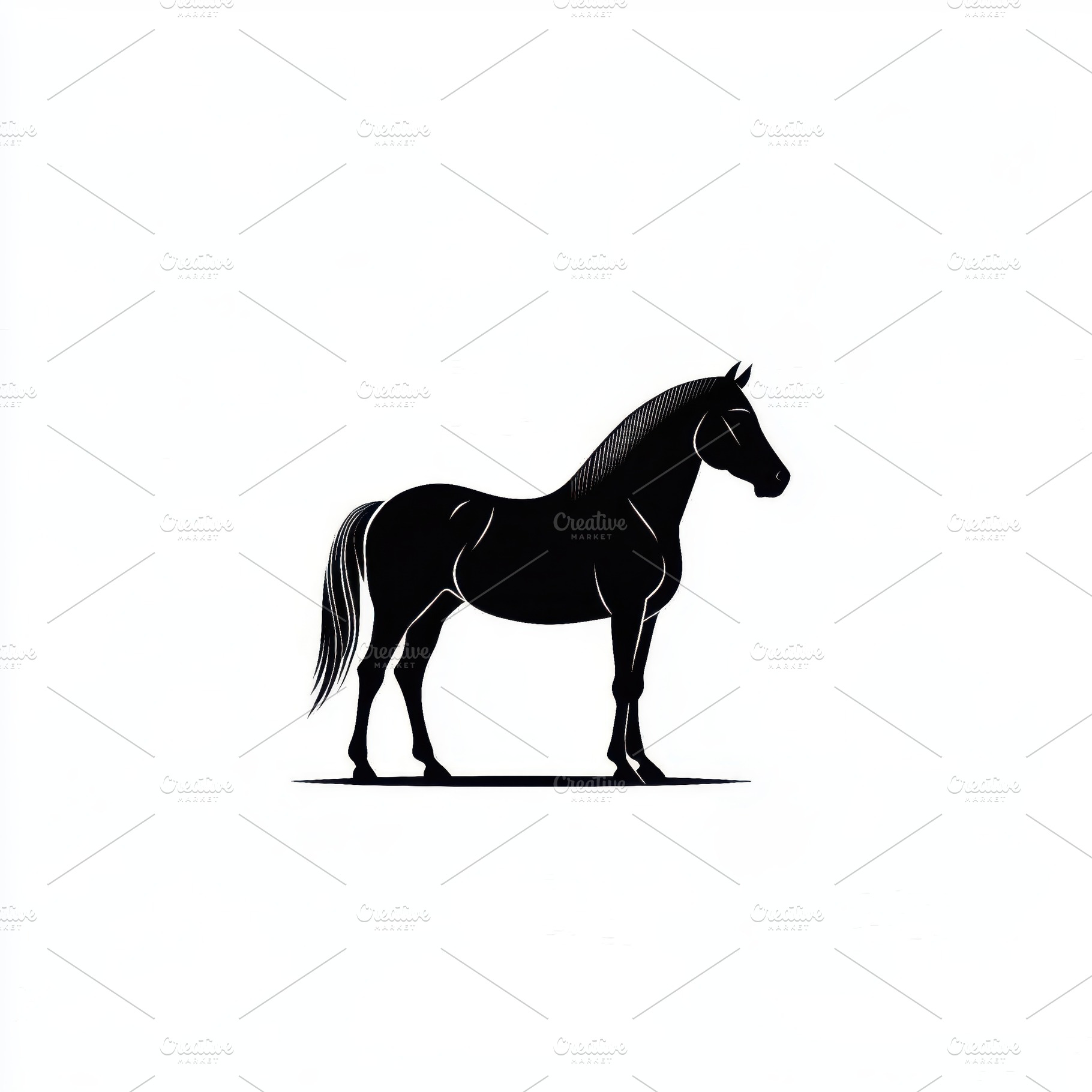 Black Horse Silhouette Elegant Equin, an Animal Photo by Pixeness Studio