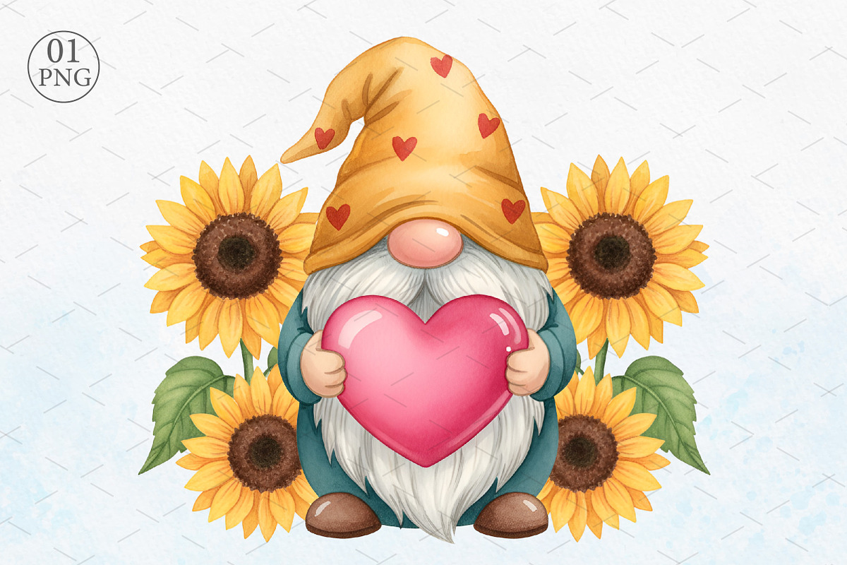 Happy Valentines Gnome with Sunflowe, a Graphic by Libby Wishes (Photo 2 of 7)