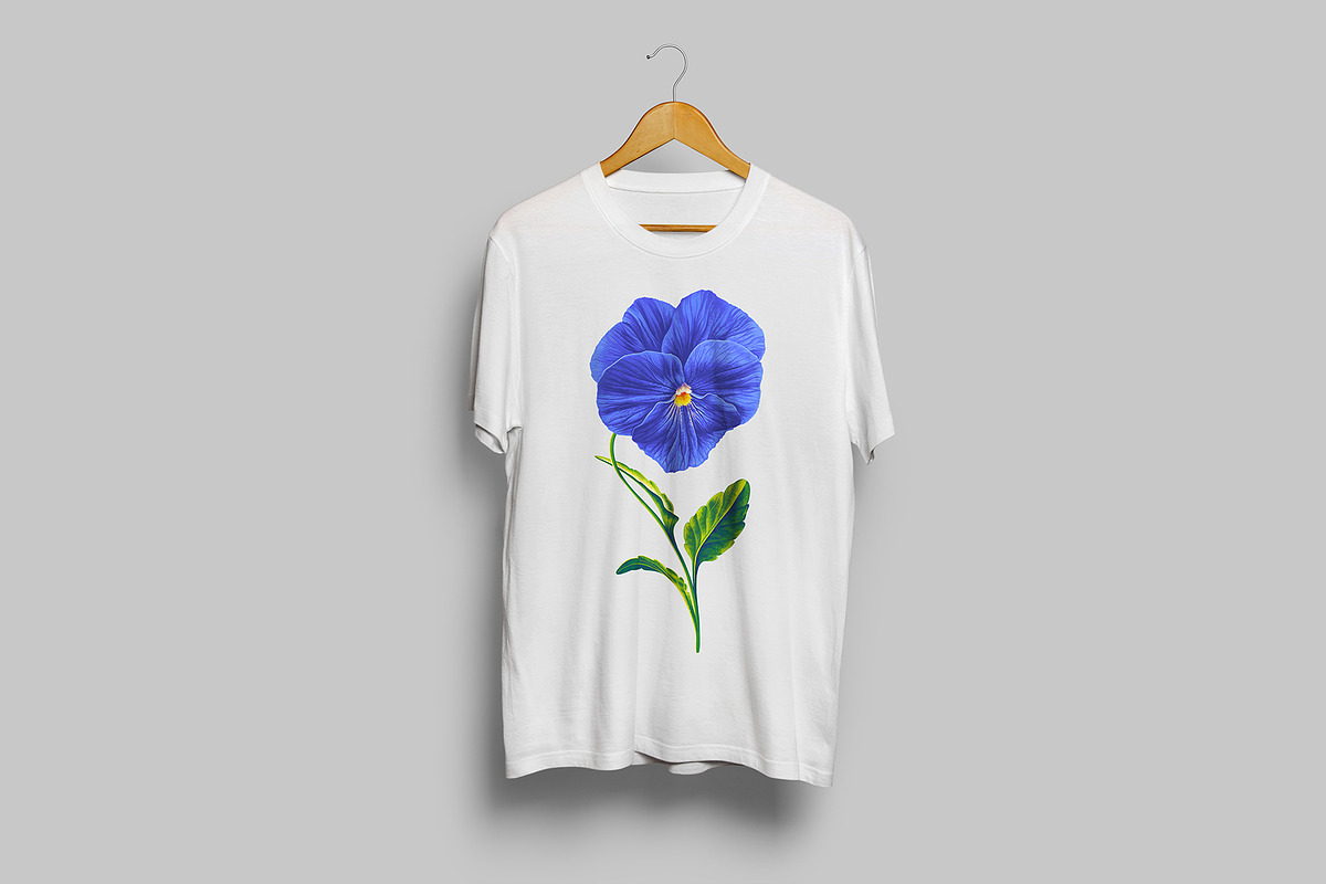 Blue Pansies Vector Set, an Illustration by MarynaPetrovska (Photo 7 of 15)