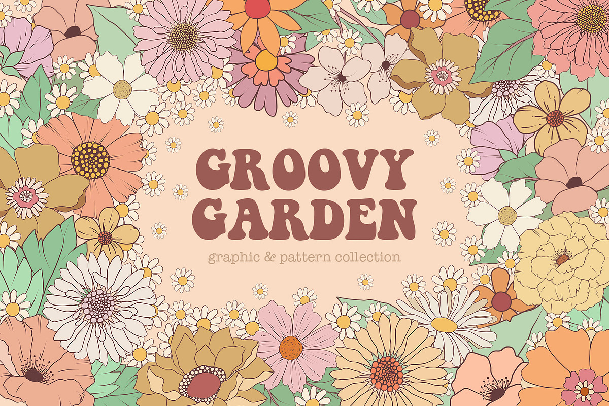 Groovy Garden - Retro Collection, an Illustration by Alina Sh (Photo 1 of 6)