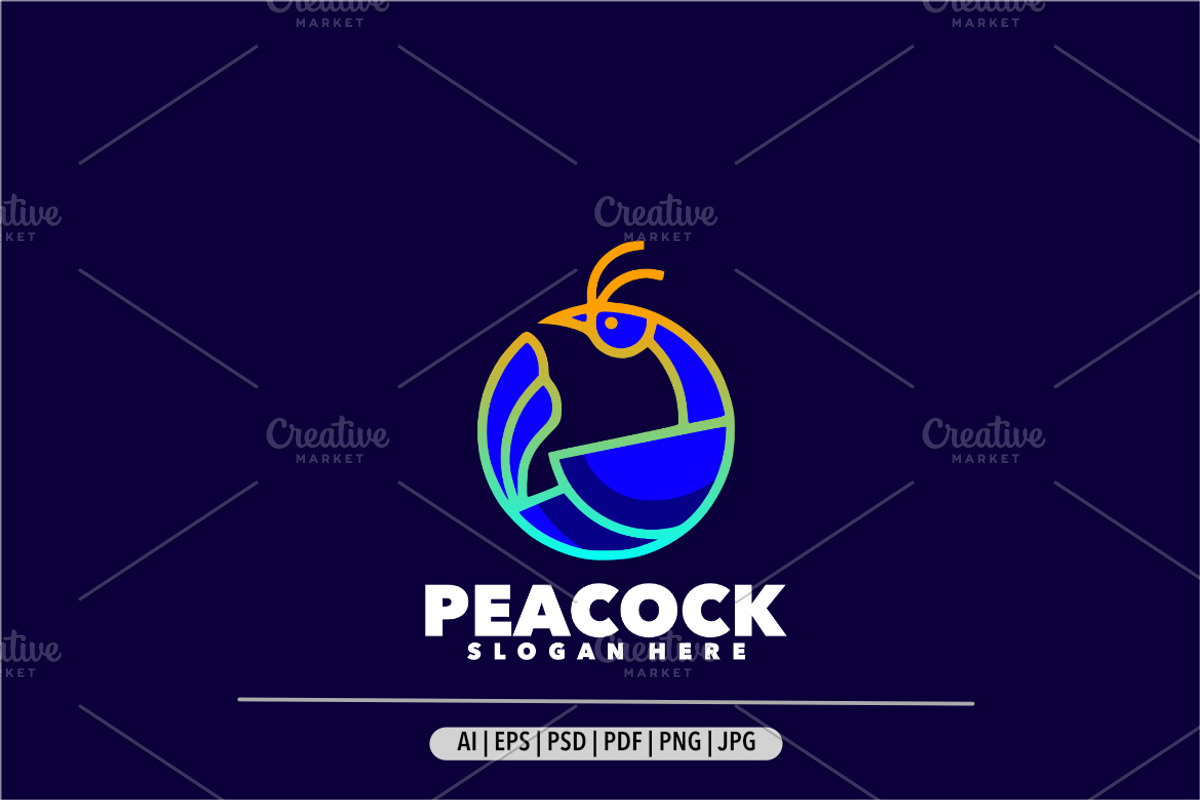 Peacock simple gradient logo, a Branding & Logo Template by Bayuktx