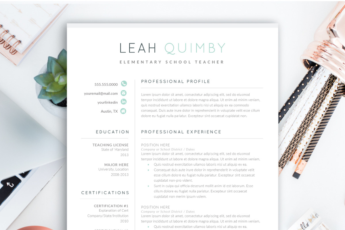 Modern Resume Template for Teacher, a Resume Template by SharpResumeFoundry (Photo 1 of 8)