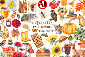 Watercolor Fall Bundle PNG, a Seasonal Illustration by PatternPalette