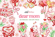 Girly Mother's Day Clipart, a Seasonal Illustration by TheClipAtelier (Thumbnail 1 of 3)