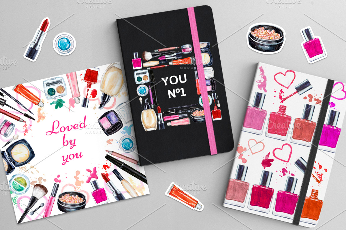 Watercolor cosmetic collection, a Texture Illustration by Lina's store (Photo 8 of 9)